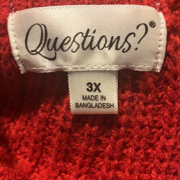 Cozy Red Knitted Sweater-size 3X made by “Questions?” - Picture 4 of 5